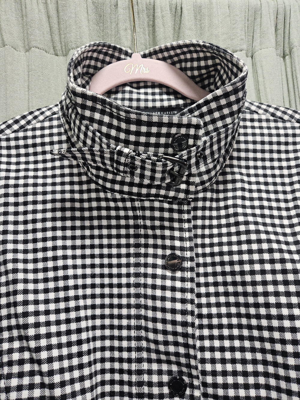 White House Black Market Gingham Zip Moto Jacket - Picture 4 of 7